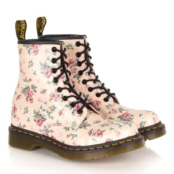 Dr. Martens 1460 Vintage Rose Cream Floral Leather Boots